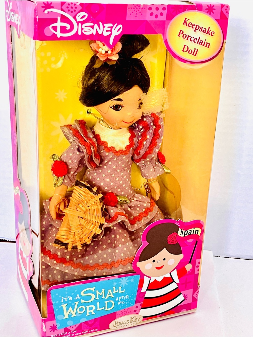 Disney 2006 Brass Key It’s A Small World Spain Porcelain Doll 7.5in New Read